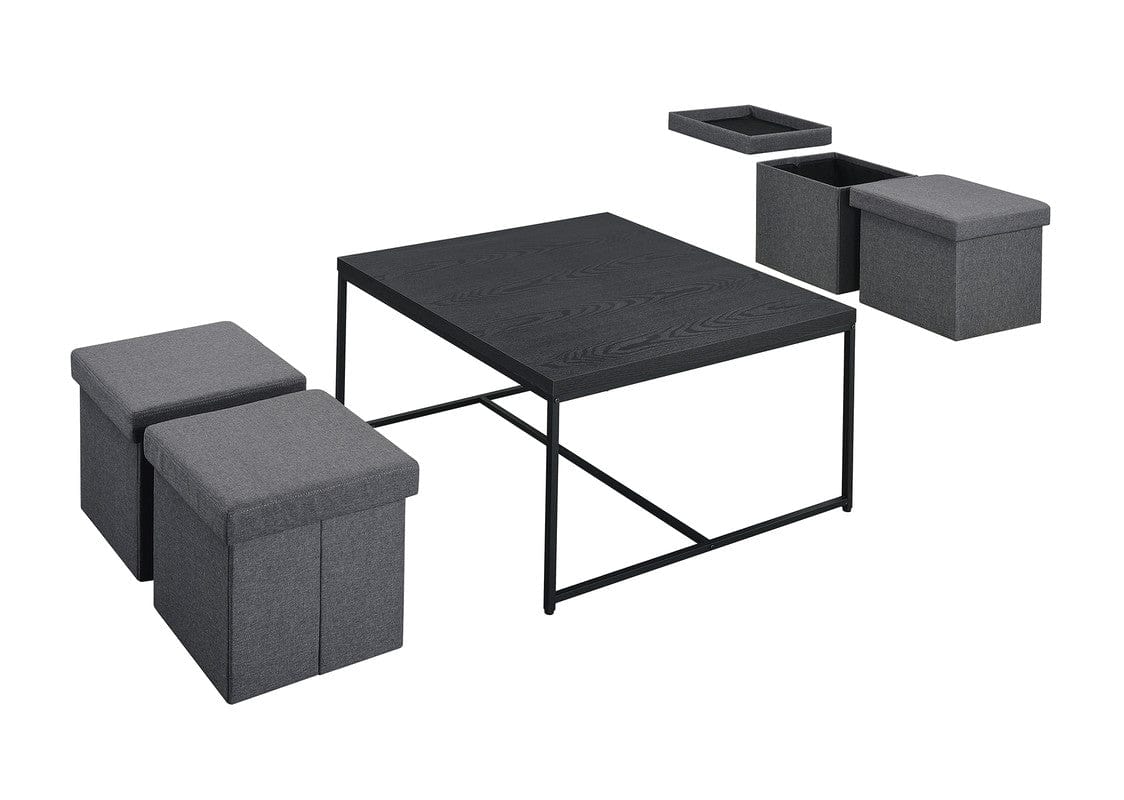 Willow & Hearth Caitlin 35"W Black Wood Grain 5 Piece Coffee Table Set - Image 3