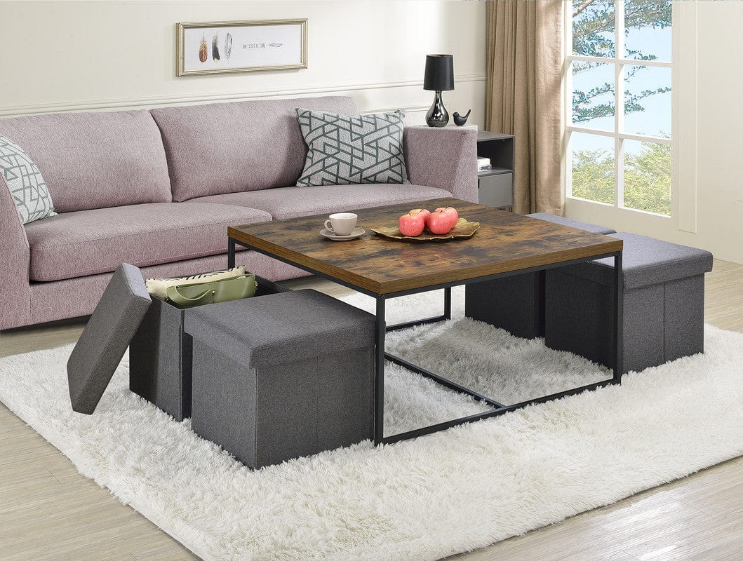 Willow & Hearth Caitlin 35"W Weathered Oak Wood Grain 5 Piece Coffee Table Set