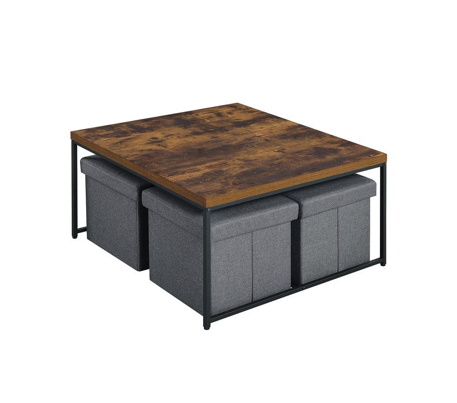 Willow & Hearth Caitlin 35"W Weathered Oak Wood Grain 5 Piece Coffee Table Set - Image 2