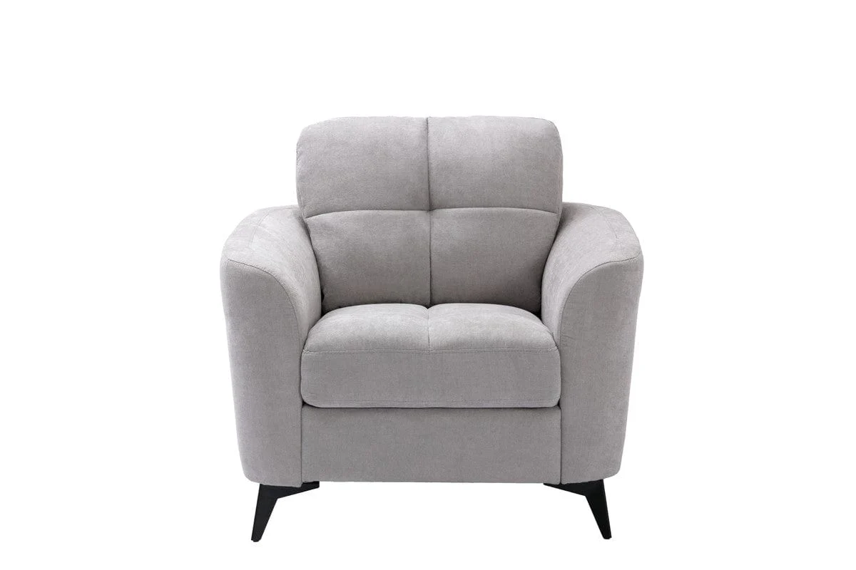 Willow & Hearth Callie 39"W Light Gray Woven Fabric Chair - Image 3