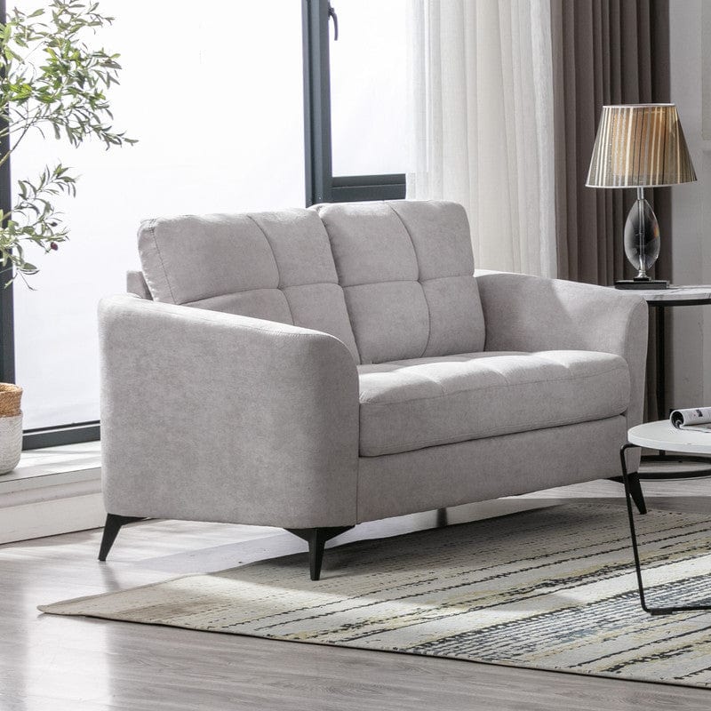 Willow & Hearth Callie 60"W Light Gray Woven Fabric Loveseat