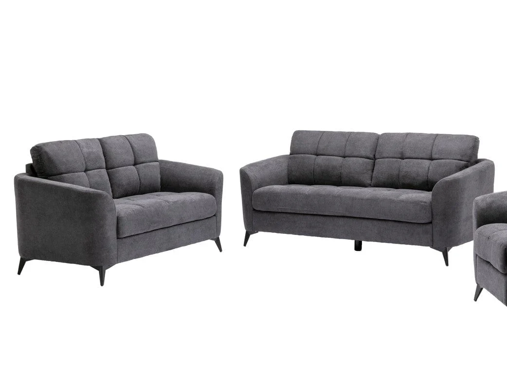Willow & Hearth Callie Gray Woven Fabric Sofa + Loveseat Living Room Set, 2 Pieces - Image 2