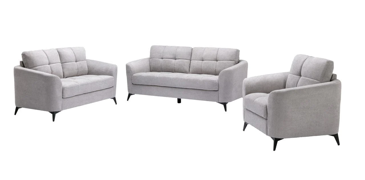 Willow & Hearth Callie Light Gray Woven Fabric Sofa + Loveseat + Chair Living Room Set - Image 2