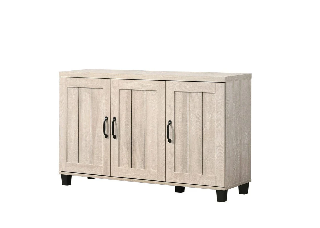 Willow & Hearth Corby 45"W Dusty Gray Oak Finish 3-Door Shoe Cabinet - Image 2