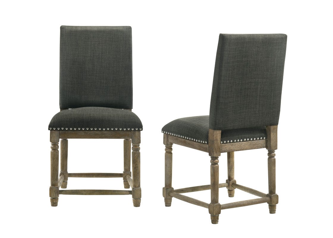 Willow & Hearth Everton Set of 2 Gray Fabric 19"W Dining Chair with Nailhead Trim - Image 2
