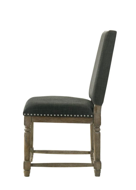 Willow & Hearth Everton Set of 2 Gray Fabric 19"W Dining Chair with Nailhead Trim - Image 3