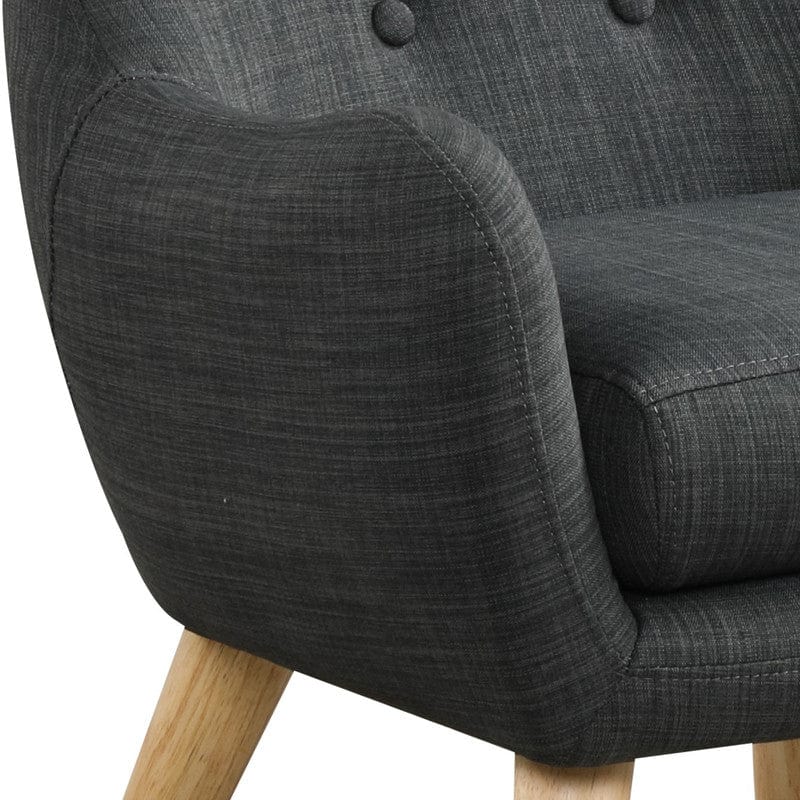 Willow & Hearth Fenix 19.5"W Gray Linen Kids Chair with Button Tufted Back and Wooden Legs - Image 3