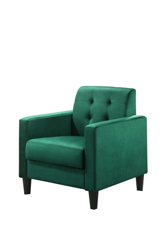 Willow & Hearth Hale 27.5"W Green Velvet Accent Armchair with Tufting - Image 2