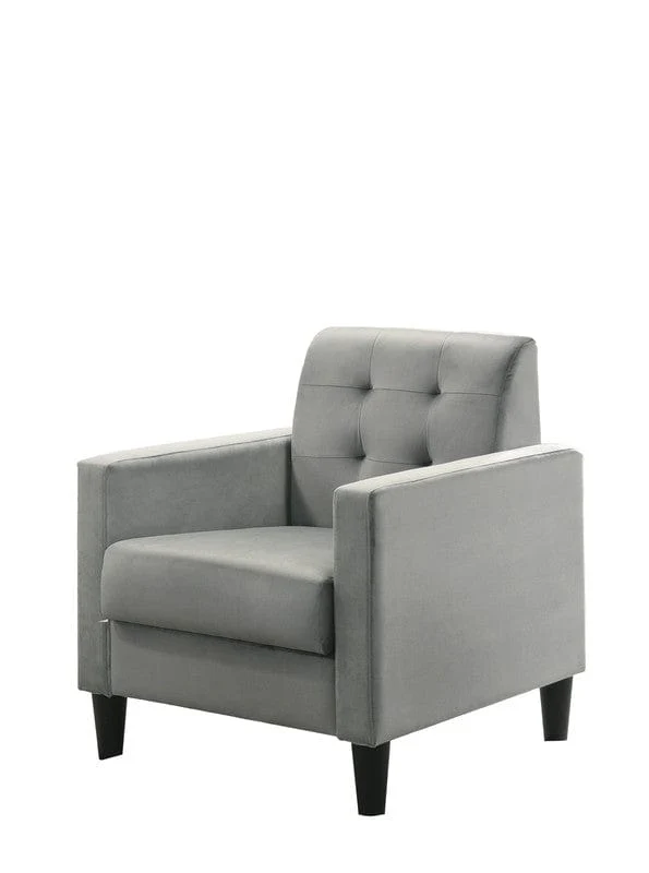 Willow & Hearth Hale 27.5"W Light Gray Velvet Accent Armchair with Tufting - Image 2