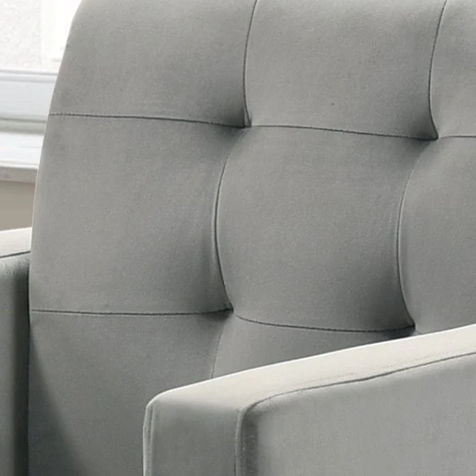 Willow & Hearth Hale 27.5"W Light Gray Velvet Accent Armchair with Tufting - Image 3