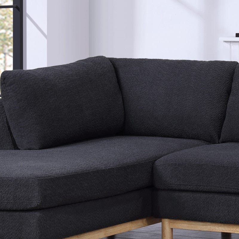 Willow & Hearth Hallie Black Sherpa 124"W Double Chaise U-Shape Sectional Sofa - Image 3