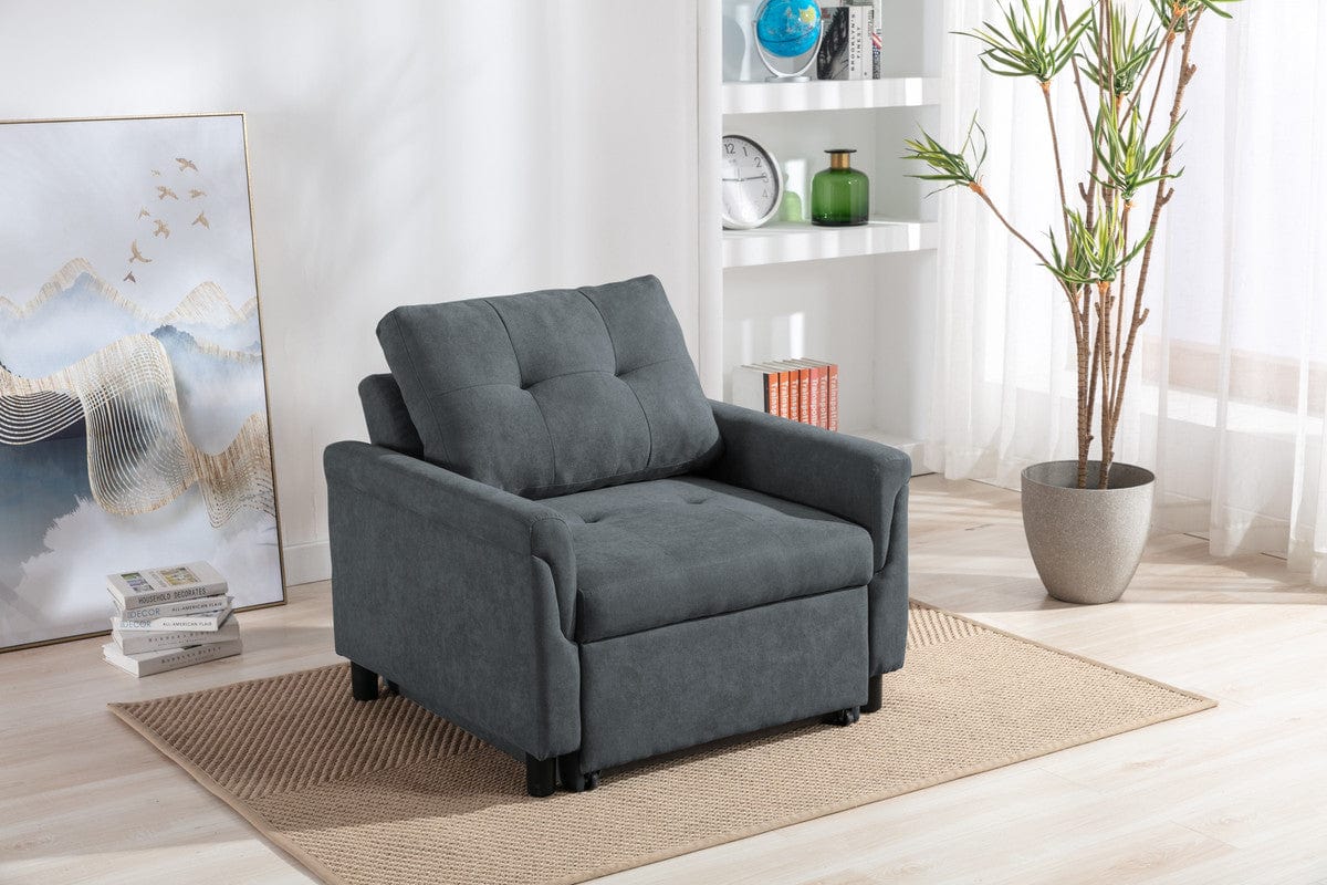 Willow & Hearth Hannah 35"W Dark Gray Woven Convertible Armchair