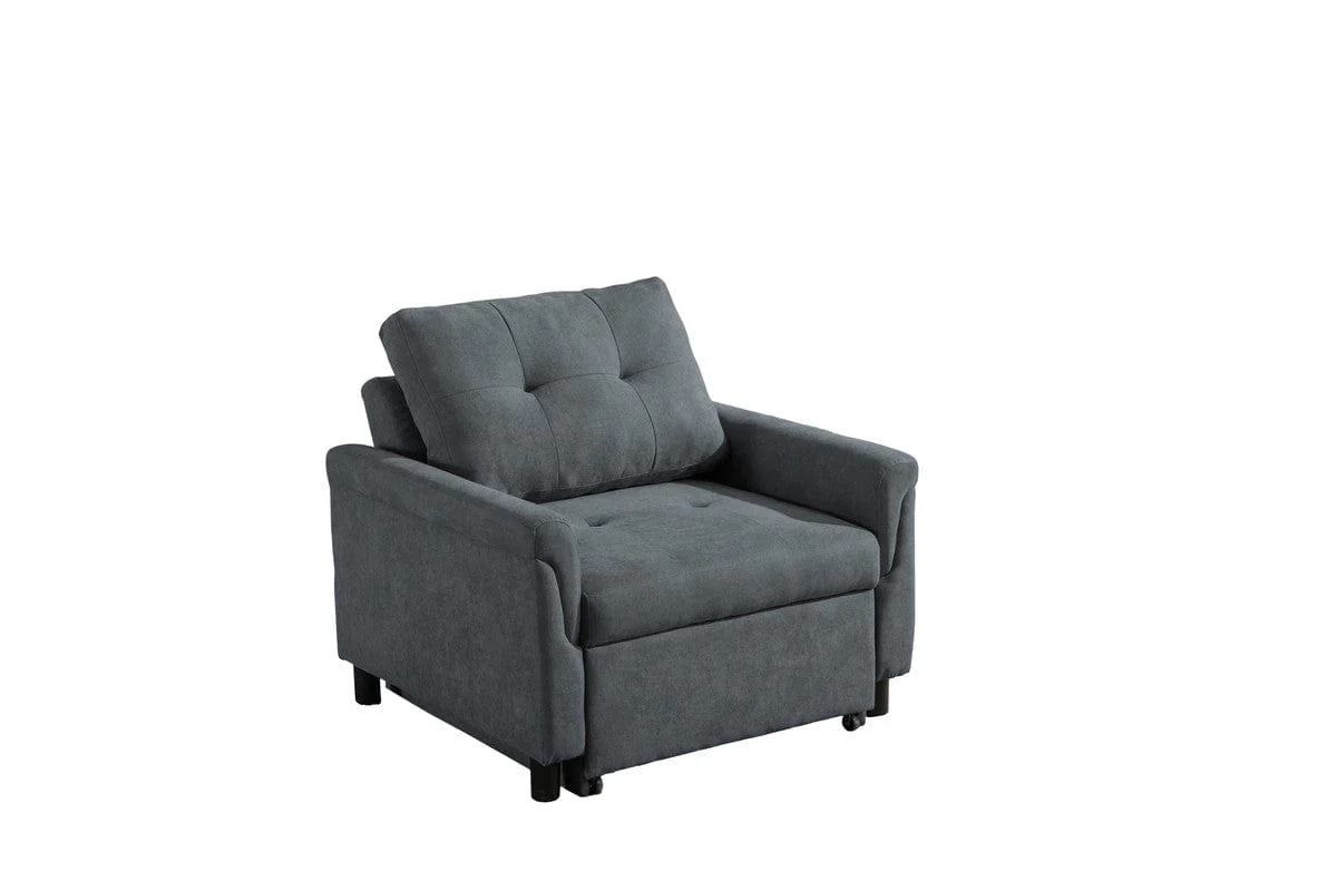 Willow & Hearth Hannah 35"W Dark Gray Woven Convertible Armchair - Image 2