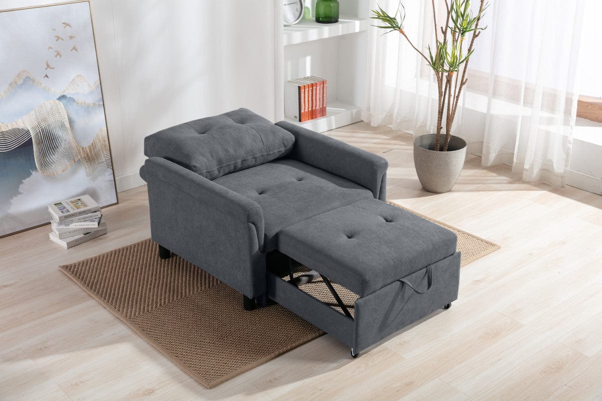 Willow & Hearth Hannah 35"W Dark Gray Woven Convertible Armchair - Image 4