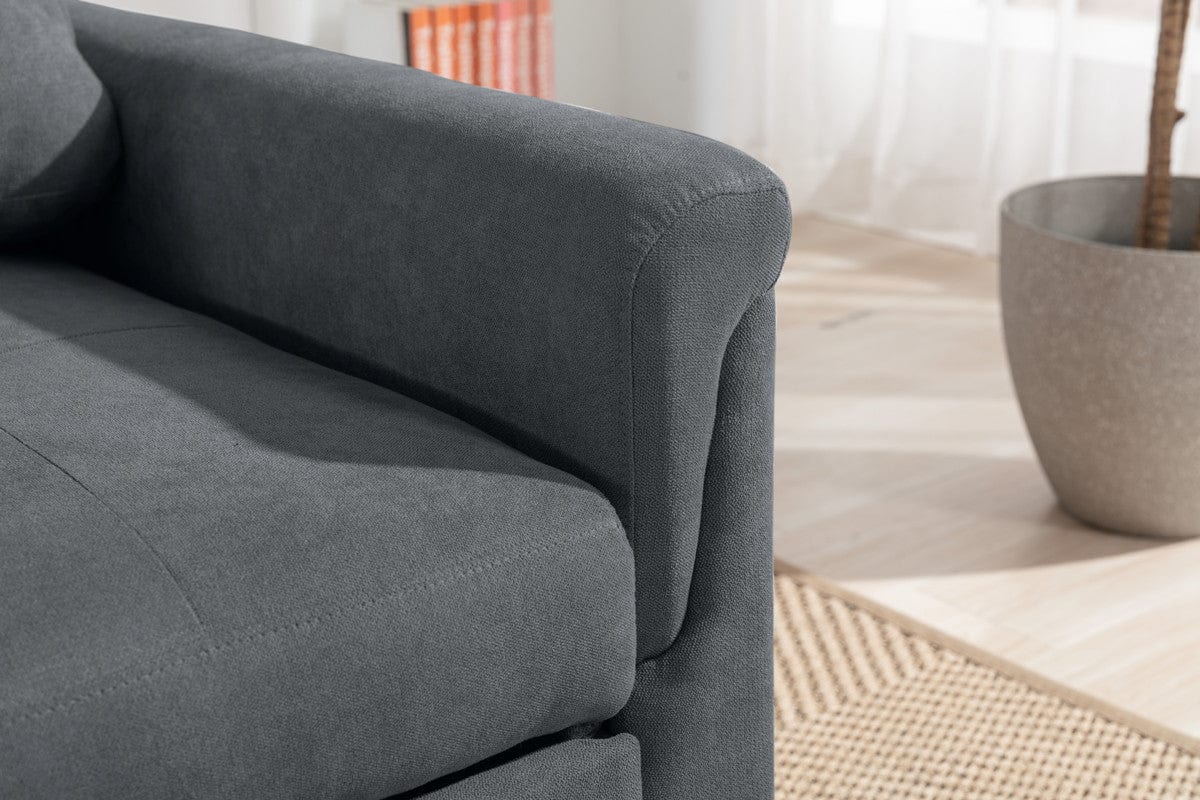 Willow & Hearth Hannah 35"W Dark Gray Woven Convertible Armchair - Image 5