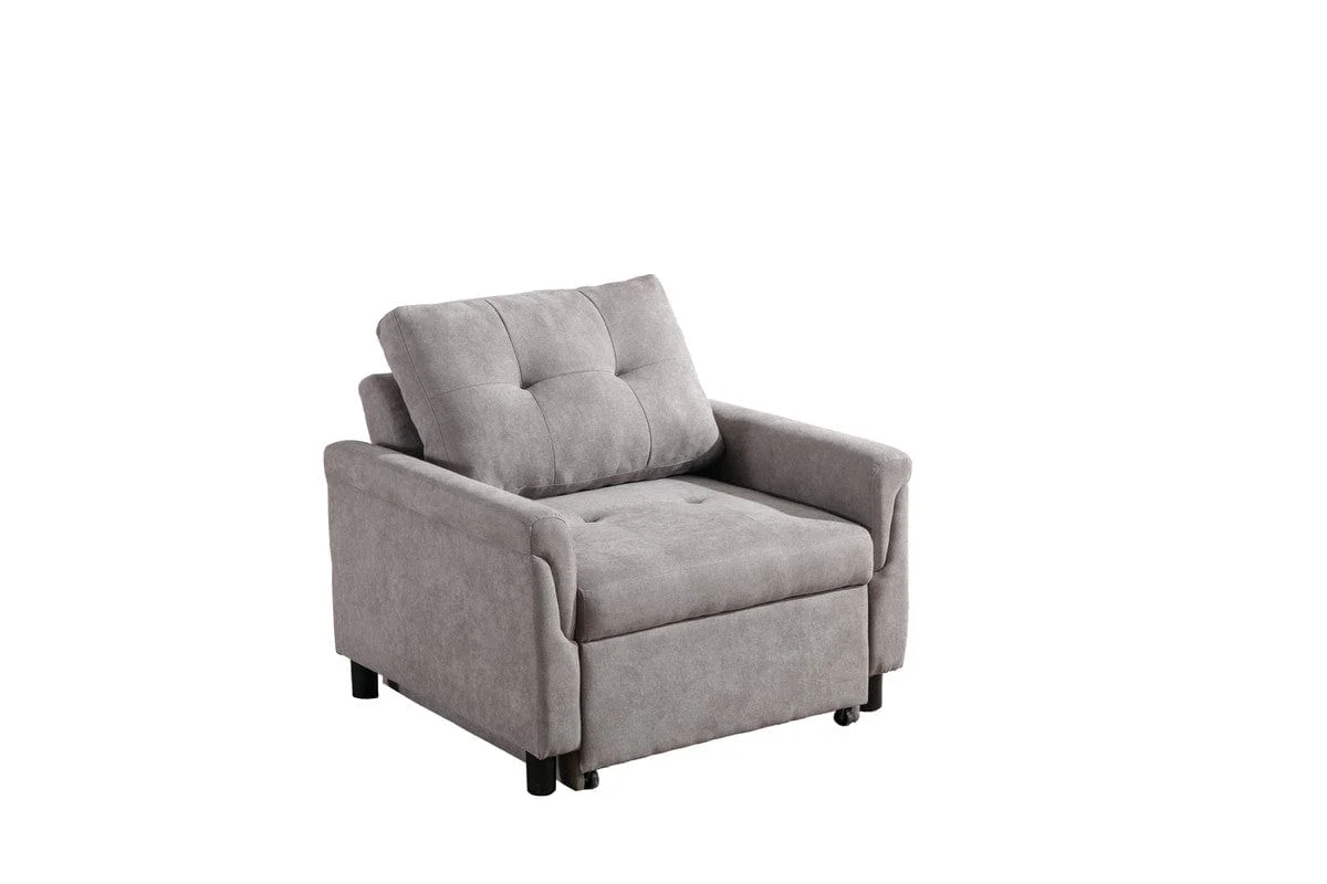 Willow & Hearth Hannah 35"W Gray Woven Convertible Armchair - Image 2