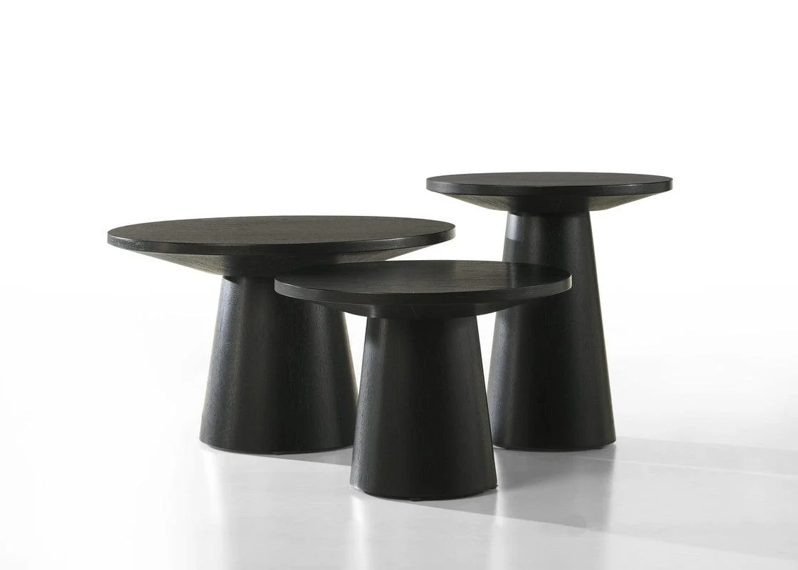 Willow & Hearth Jasper Ebony Black 3-Piece Coffee, End, & Console Table Set with Pedestal Base