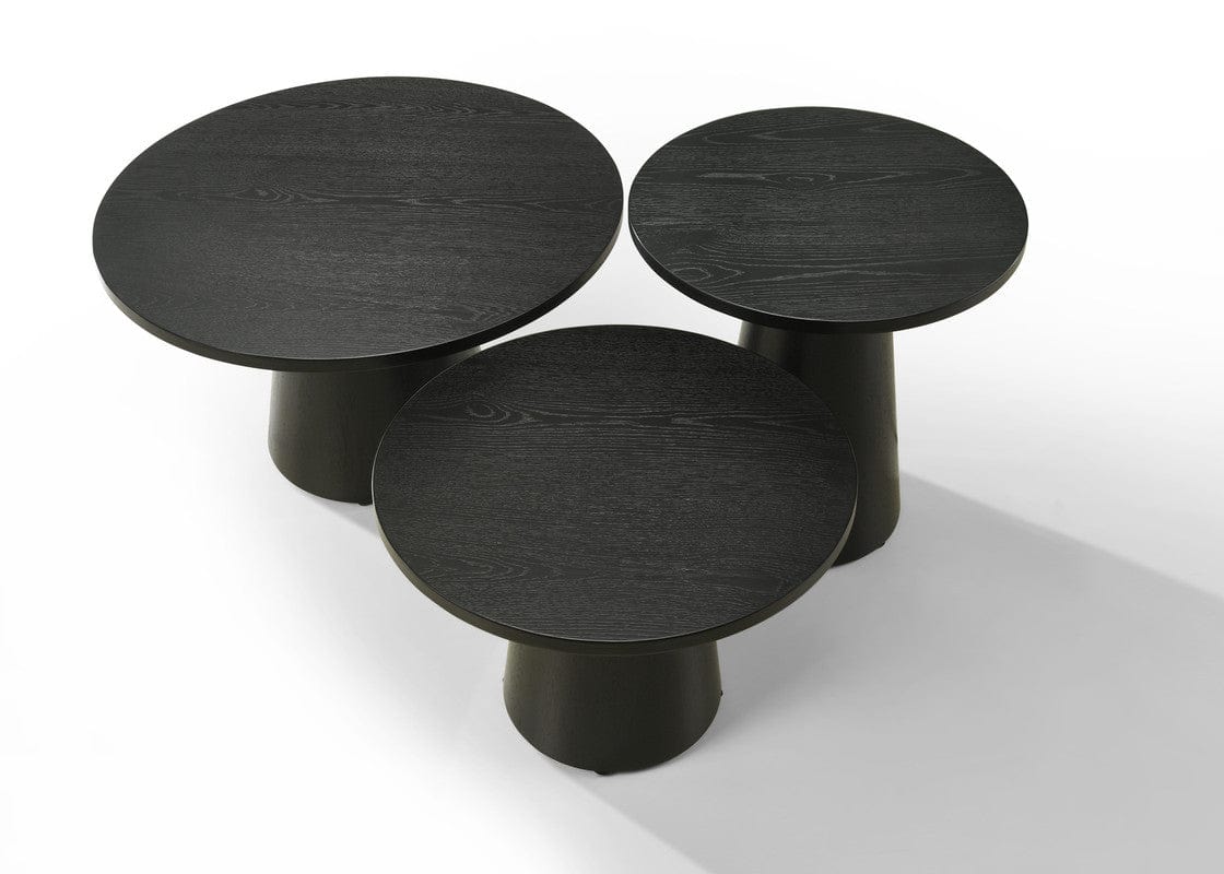 Willow & Hearth Jasper Ebony Black 3-Piece Coffee, End, & Console Table Set with Pedestal Base - Image 2
