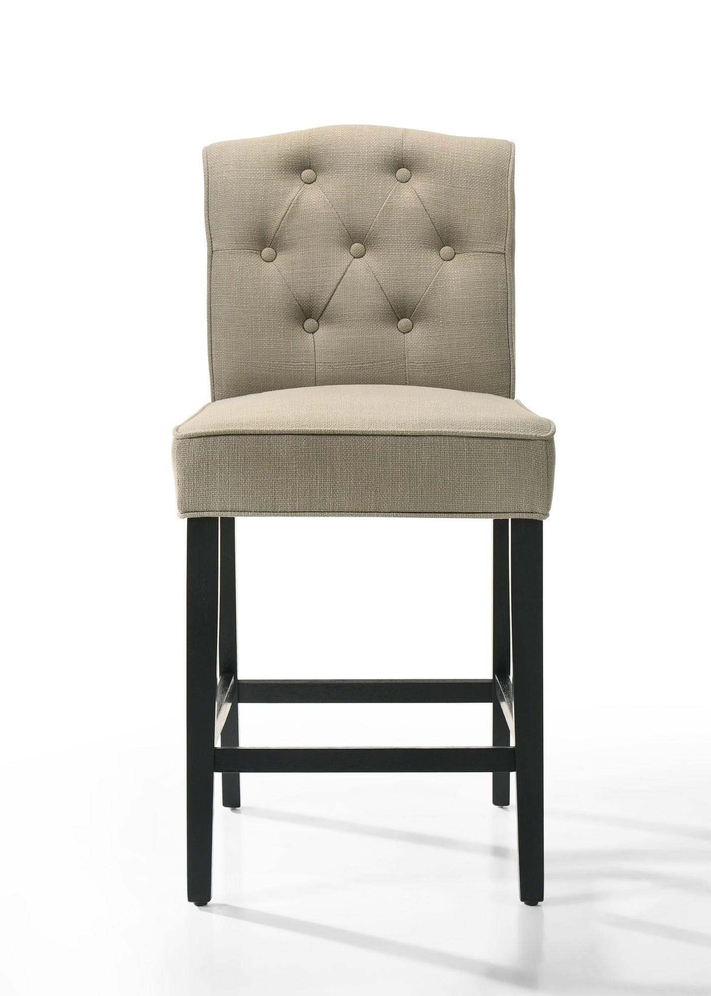 Willow & Hearth Jasper Set of 2 Beige Fabric Counter Height Chairs with Black Finish Legs - Image 3