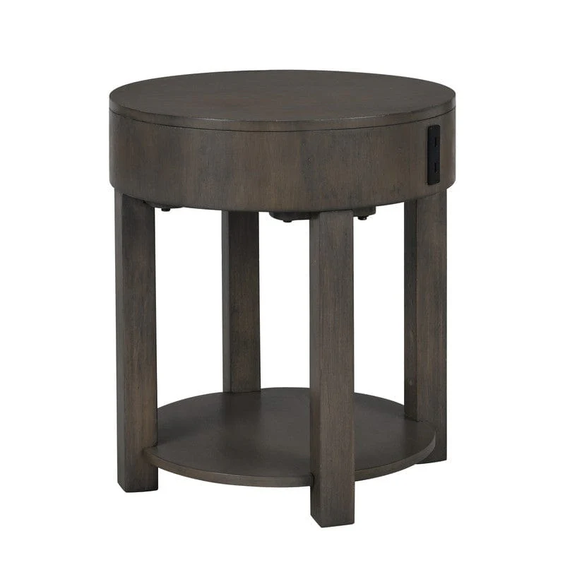 Willow & Hearth Jonah 20"W Light Brown MDF End Table with USB Ports - Image 2