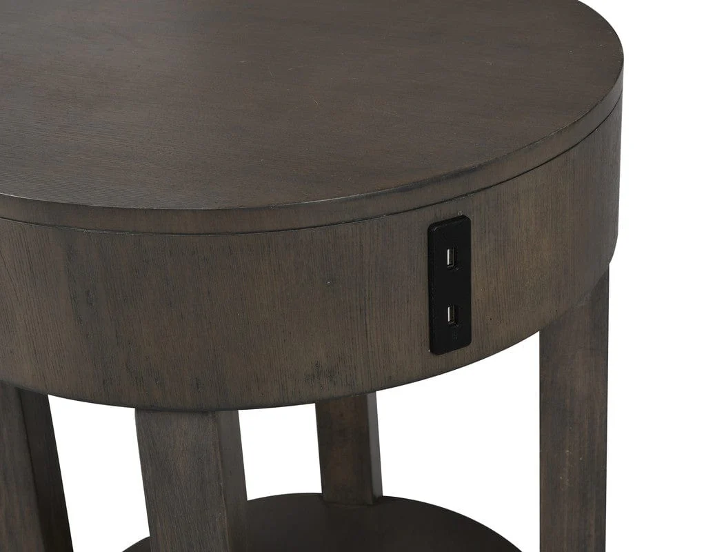 Willow & Hearth Jonah 20"W Light Brown MDF End Table with USB Ports - Image 4