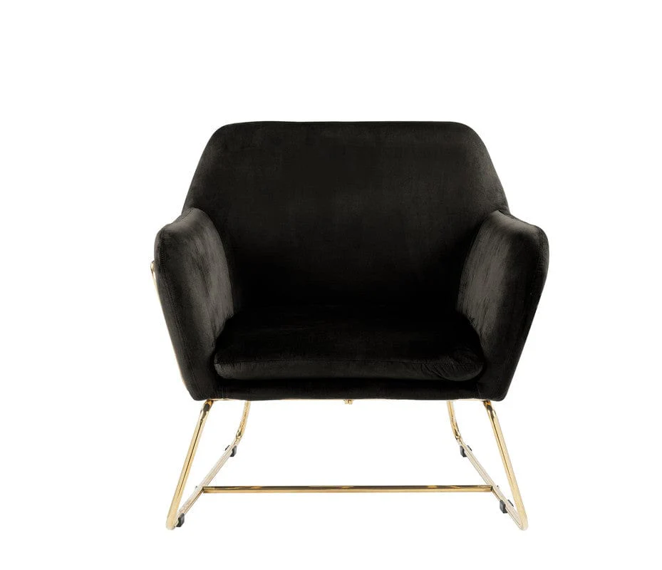 Willow & Hearth Keira 29.5"W Black Velvet Accent Chair with Metal Base - Image 3