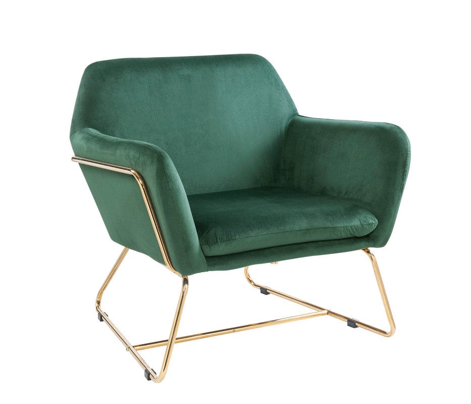 Willow & Hearth Keira 29.5"W Green Velvet Accent Chair with Metal Base - Image 2