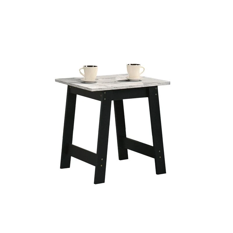 Willow & Hearth Kenzo 19"W Black End Table with Faux Marble Top Finish - Image 2