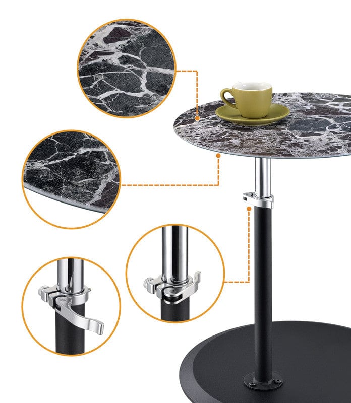 Willow & Hearth Orbit 15.5"W End Table with Height Adjustable Black Marble Textured Top - Image 5