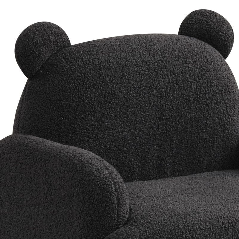 Willow & Hearth Raelynn 25.5"W Black Sherpa Bear-Shaped Kids Armchair - Image 3
