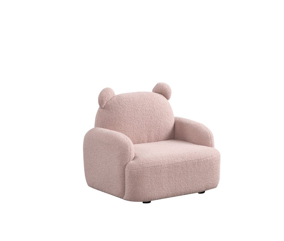 Willow & Hearth Raelynn 25.5"W Pink Sherpa Bear-Shaped Kids Armchair - Image 2