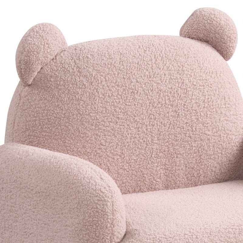 Willow & Hearth Raelynn 25.5"W Pink Sherpa Bear-Shaped Kids Armchair - Image 3
