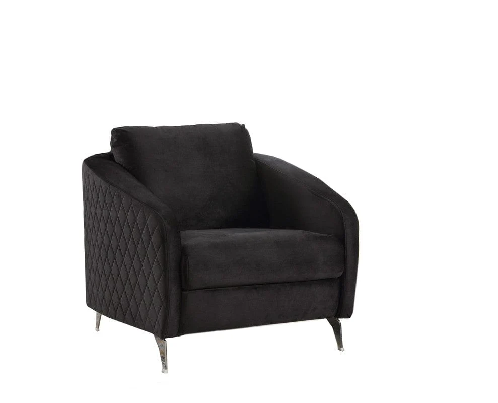 Willow & Hearth Sofia 36"W Black Velvet Modern Chic Accent Armchair - Image 2