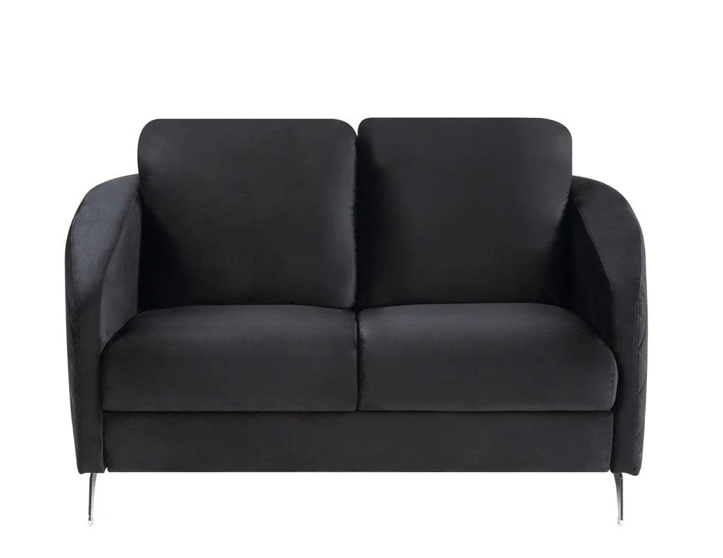 Willow & Hearth Sofia 55"W Black Velvet Modern Chic Loveseat Couch - Image 3