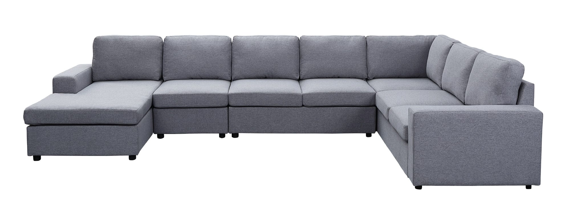Willow & Hearth Tifton 147"W Light Gray Linen 7 Seat Reversible Modular Sectional Sofa Chaise - Image 3