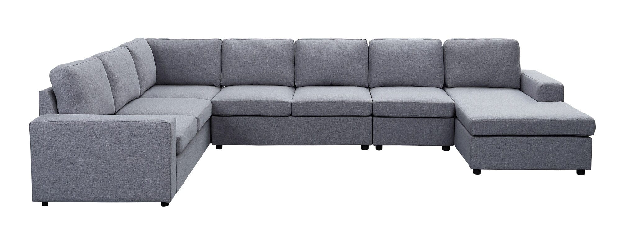 Willow & Hearth Tifton 147"W Light Gray Linen 7 Seat Reversible Modular Sectional Sofa Chaise - Image 4