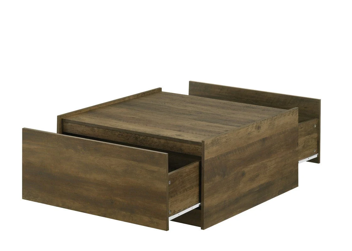 Willow & Hearth Travon 31.5"W Oak Finish Square Coffee Table with 2 Drawers - Image 4