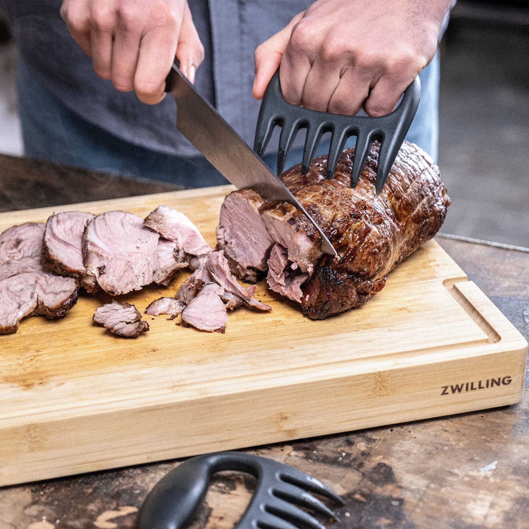 Zwilling BBQ+ Bamboo Cutting Board with Tray - Image 6