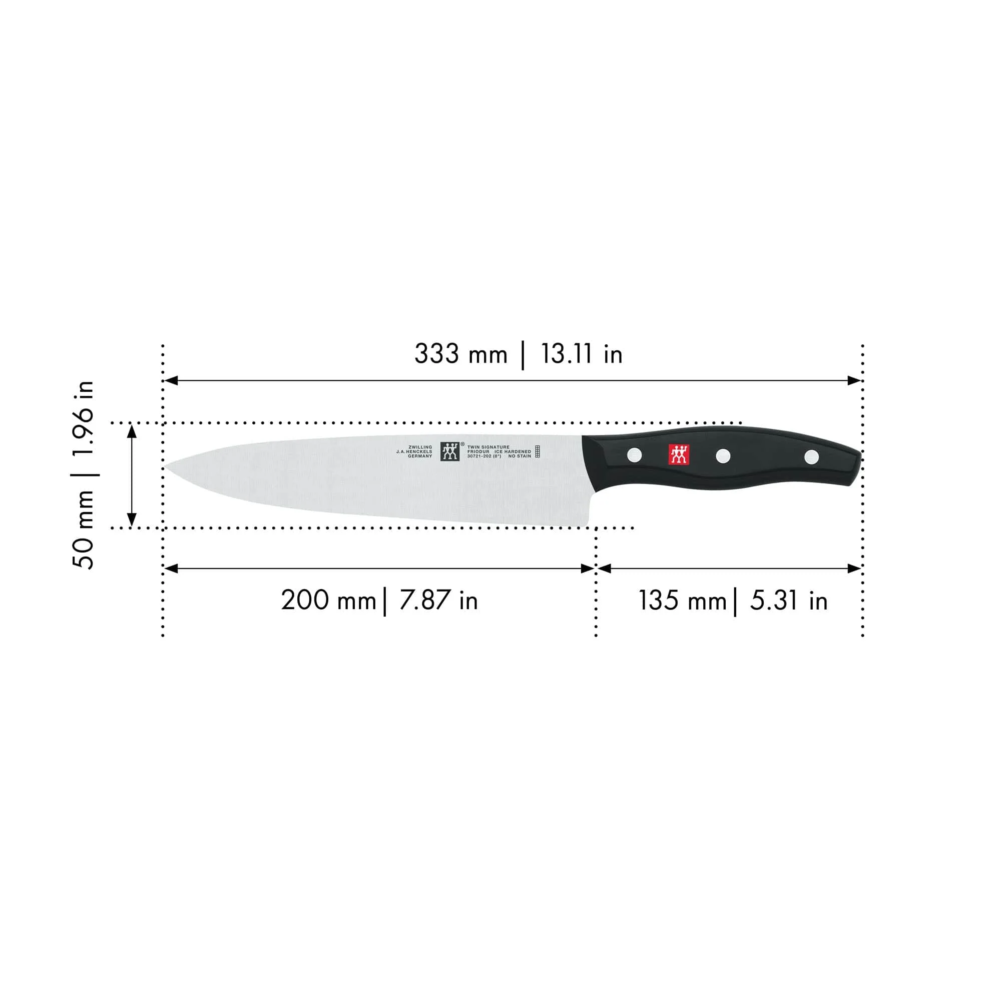 Zwilling Twin Signature 8-inch German Chef Knife, Kitchen Knife, Stainless Steel Knife, Black - Image 3